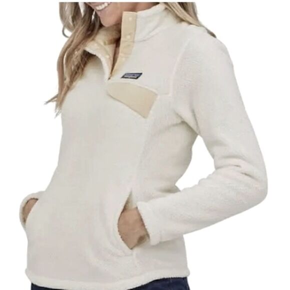 Patagonia RE-TOOL White Cream Quarter Snap Fleece Polartec Performance Pullover - Picture 2 of 16